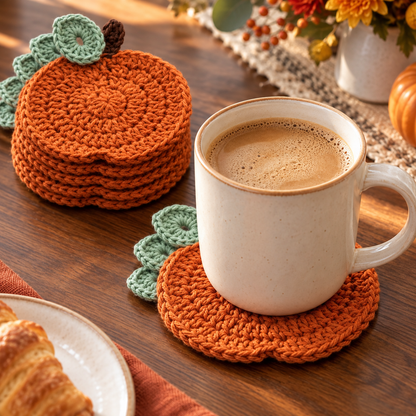 Pumpkin Coaster Crochet Pattern PDF | Rustic Fall & Thanksgiving Table Decor