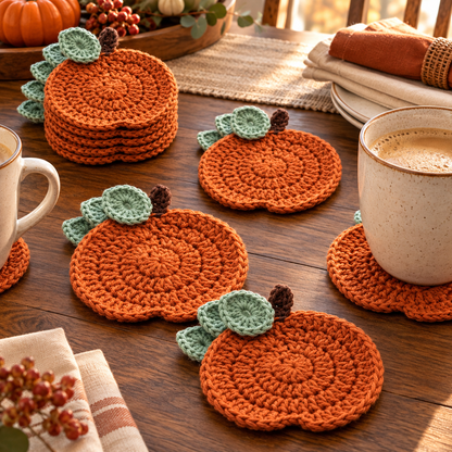 Pumpkin Coaster Crochet Pattern PDF | Rustic Fall & Thanksgiving Table Decor