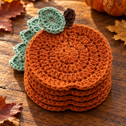 Pumpkin Coaster Crochet Pattern PDF | Rustic Fall & Thanksgiving Table Decor