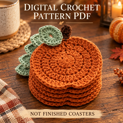 Pumpkin Coaster Crochet Pattern PDF | Rustic Fall & Thanksgiving Table Decor