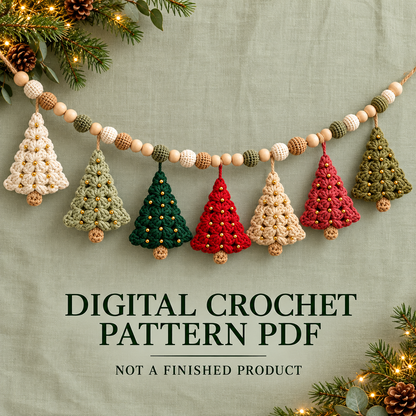 Crochet Christmas Tree Garland Pattern PDF | Granny Square Ornaments