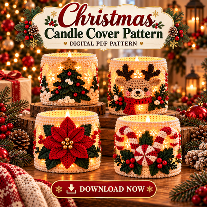 Christmas Luminary Crochet Pattern Bundle PDF | 4 LED Candle Covers