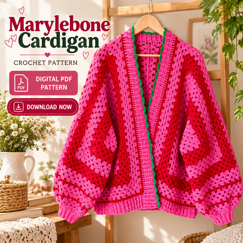 Marylebone Hexagon Crochet Cardigan Pattern PDF | Balloon Sleeve Sweater