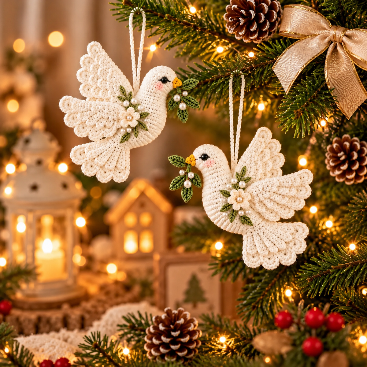 Crochet Peace Dove Ornament Pattern PDF | Christmas & Wedding Decor