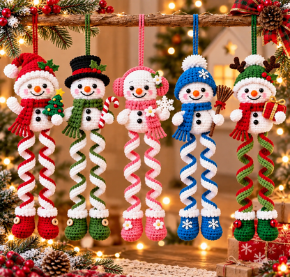 Spiral Snowman Ornament Crochet Pattern PDF | Christmas Hanging Decor