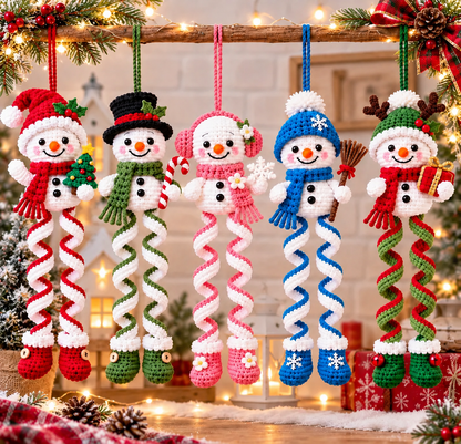 Spiral Snowman Ornament Crochet Pattern PDF | Christmas Hanging Decor