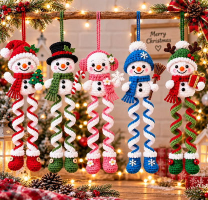 Spiral Snowman Ornament Crochet Pattern PDF | Christmas Hanging Decor