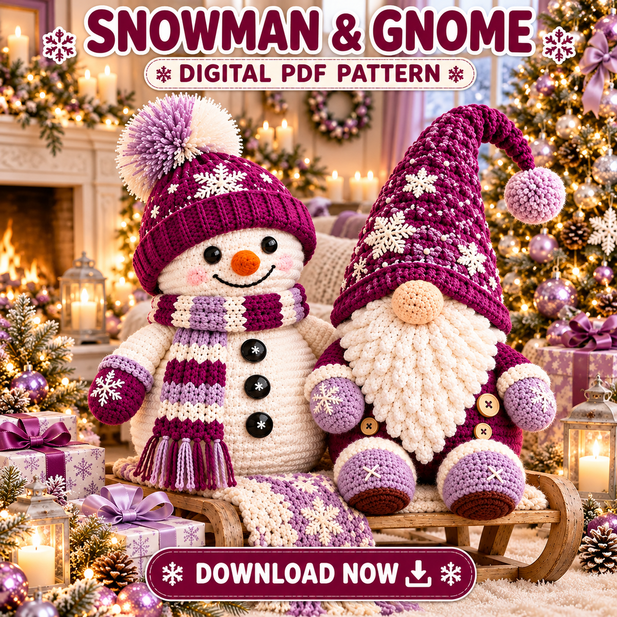 Christmas Snowman & Gnome Crochet Pattern PDF | Winter Amigurumi Bundle