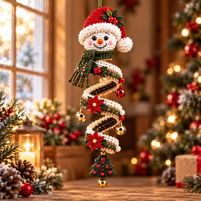 Snowman Spiral Ornament Crochet Pattern PDF | 3 Christmas Hanging Designs