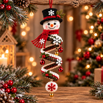 Snowman Spiral Ornament Crochet Pattern PDF | 3 Christmas Hanging Designs