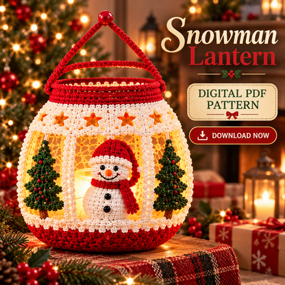 Snowman Christmas Lantern Crochet Pattern PDF | LED Holiday Decor