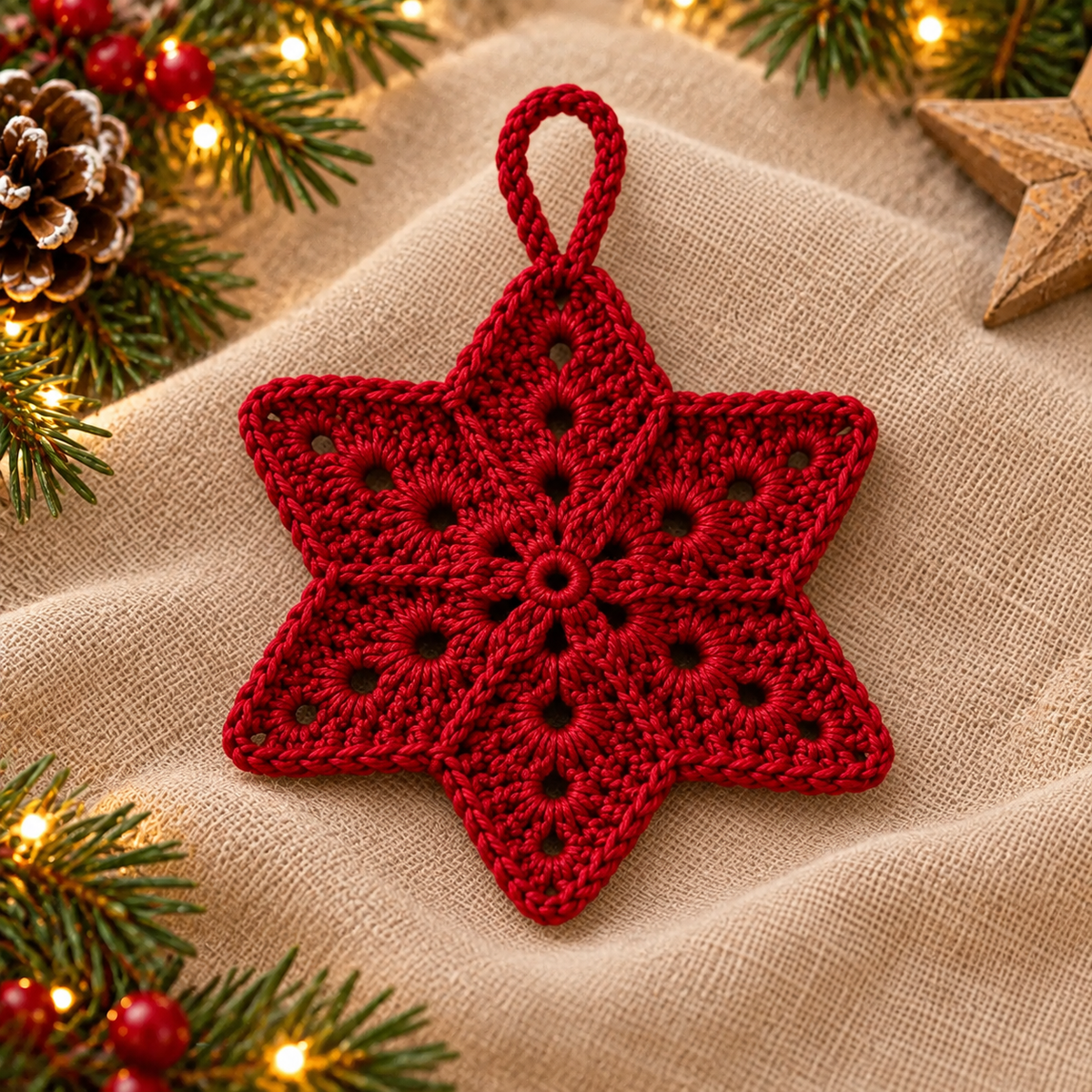 Crochet Christmas Star Ornament Pattern PDF | 5 Holiday Colors