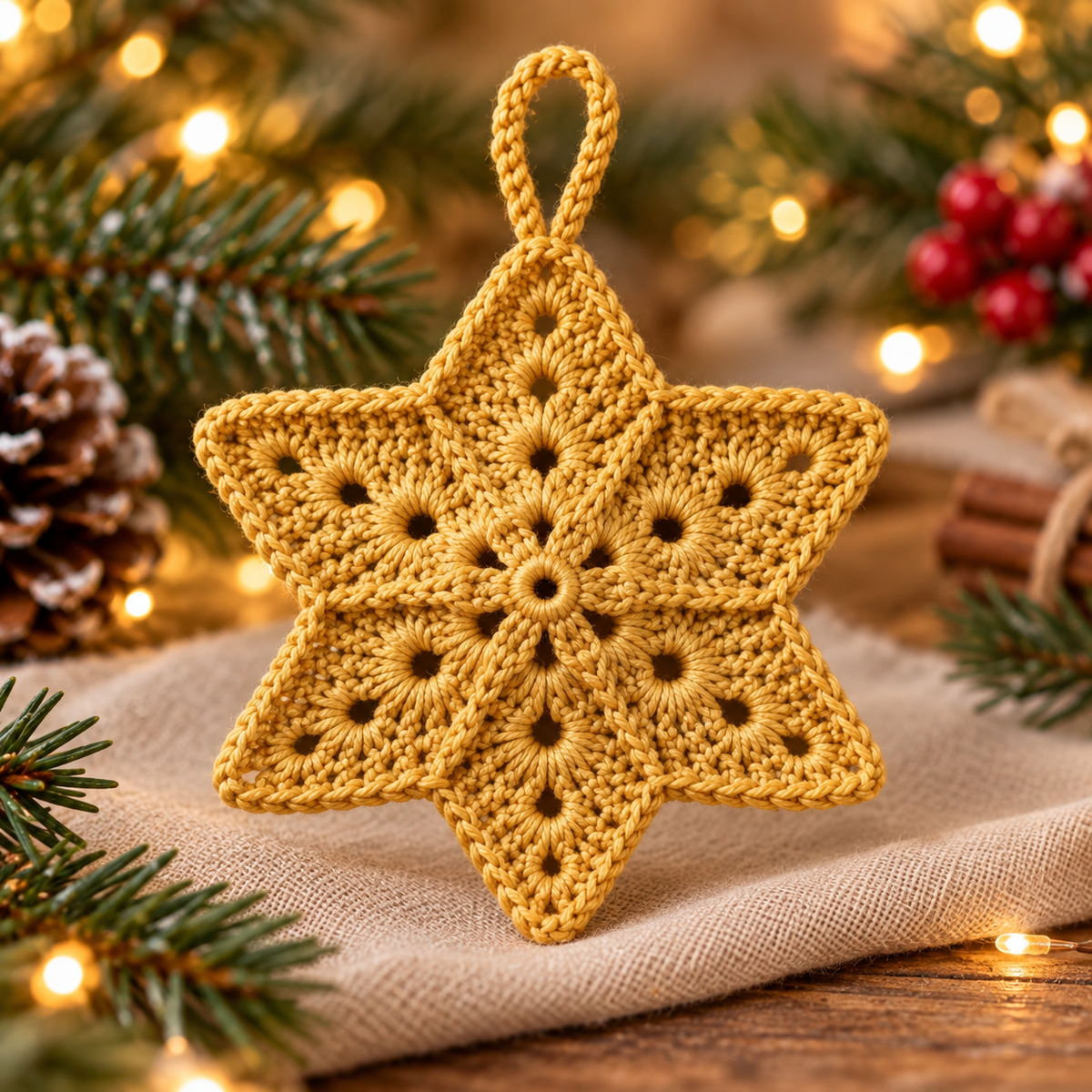 Crochet Christmas Star Ornament Pattern PDF | 5 Holiday Colors