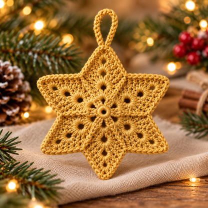 Crochet Christmas Star Ornament Pattern PDF | 5 Holiday Colors