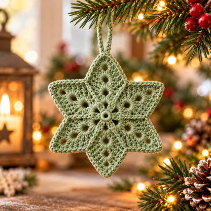 Crochet Christmas Star Ornament Pattern PDF | 5 Holiday Colors