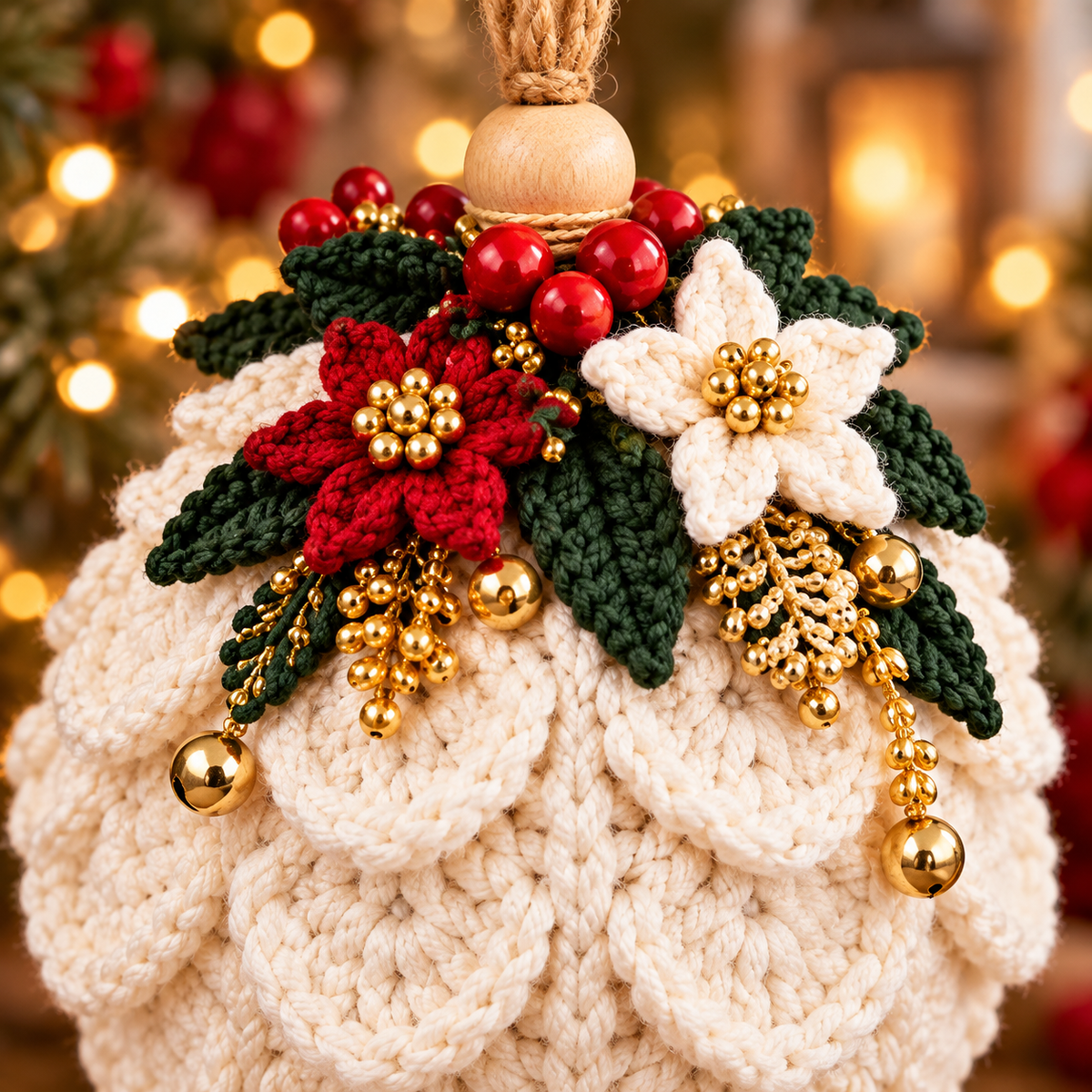Victorian Christmas Bauble Crochet Pattern PDF | Poinsettia Ornament Trio