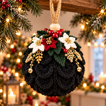 Victorian Christmas Bauble Crochet Pattern PDF | Poinsettia Ornament Trio