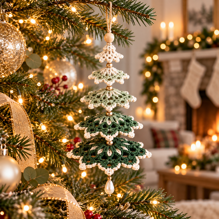 Layered Christmas Tree Crochet Pattern PDF | 5-Tier Hanging Ornament