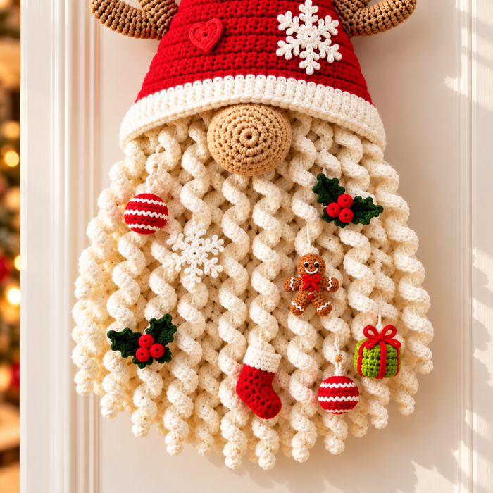 Christmas Gnome Door Hanger Crochet Pattern PDF | Santa Reindeer Wall Decor