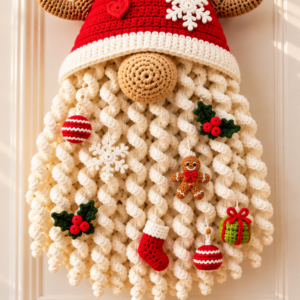 Christmas Gnome Door Hanger Crochet Pattern PDF | Santa Reindeer Wall Decor