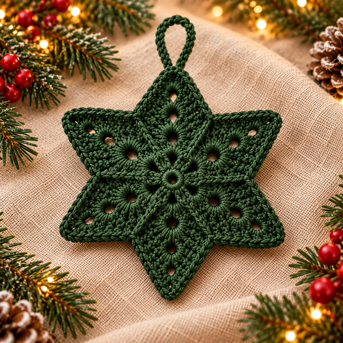 Crochet Christmas Star Ornament Pattern PDF | 5 Holiday Colors
