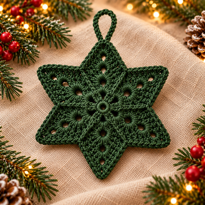Crochet Christmas Star Ornament Pattern PDF | 5 Holiday Colors