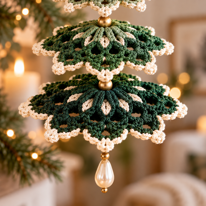 Layered Christmas Tree Crochet Pattern PDF | 5-Tier Hanging Ornament