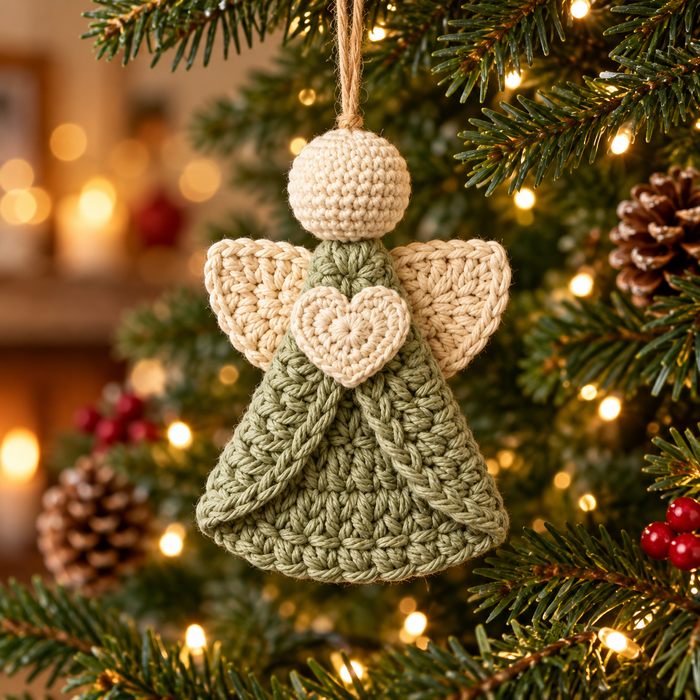 Crochet Angel Christmas Ornament Pattern PDF | Heart Angel Tree Decor