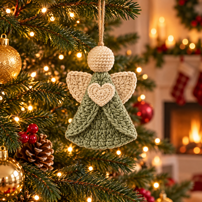 Crochet Angel Christmas Ornament Pattern PDF | Heart Angel Tree Decor