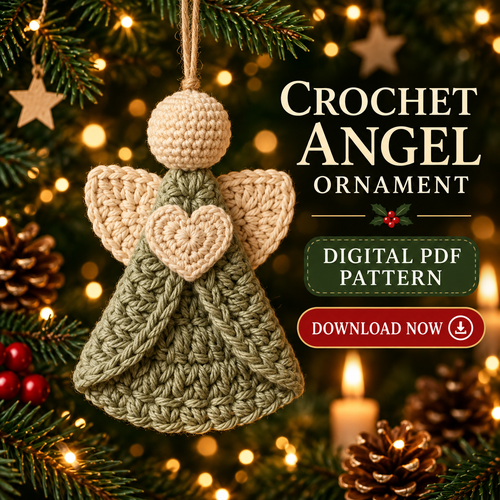 Crochet Angel Christmas Ornament Pattern PDF | Heart Angel Tree Decor