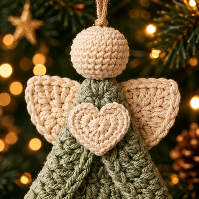 Crochet Angel Christmas Ornament Pattern PDF | Heart Angel Tree Decor