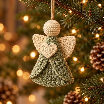 Crochet Angel Christmas Ornament Pattern PDF | Heart Angel Tree Decor