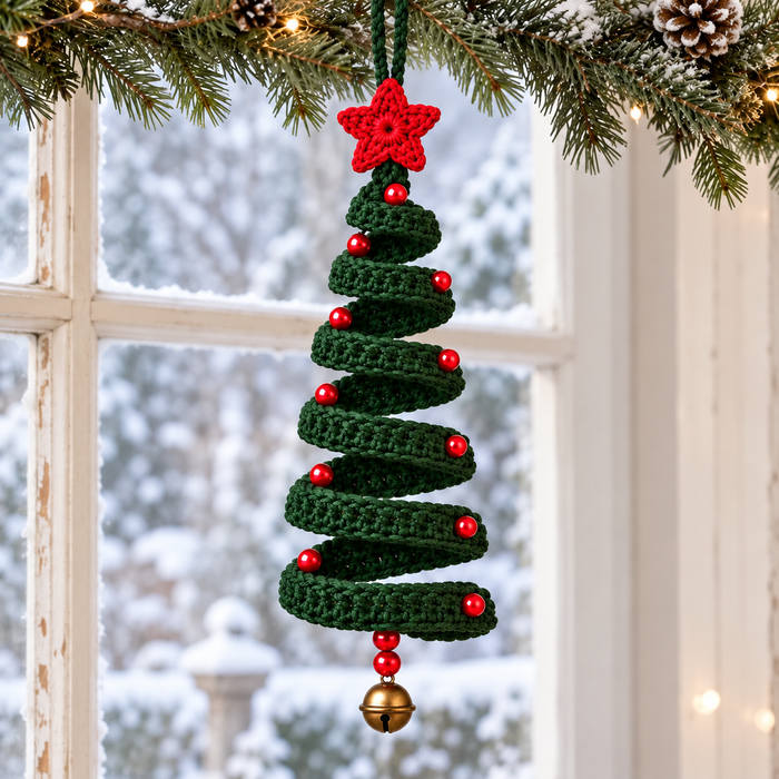 Wire Spiral Christmas Tree Crochet Pattern PDF | Star & Bead Ornaments