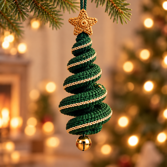 Spiral Christmas Tree Crochet Pattern PDF | Hanging Star Ornament