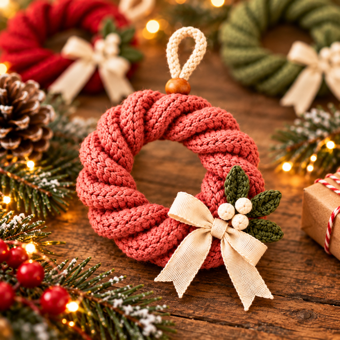 Twisted Christmas Wreath Crochet Pattern PDF | Mini Holiday Ornaments