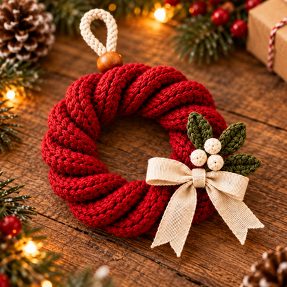 Twisted Christmas Wreath Crochet Pattern PDF | Mini Holiday Ornaments