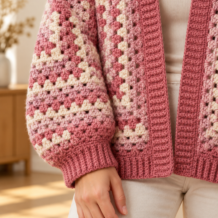 Granny Hexi Cardigan Crochet Pattern, Easy Oversized Hexagon Sweater PDF, XS–5XL