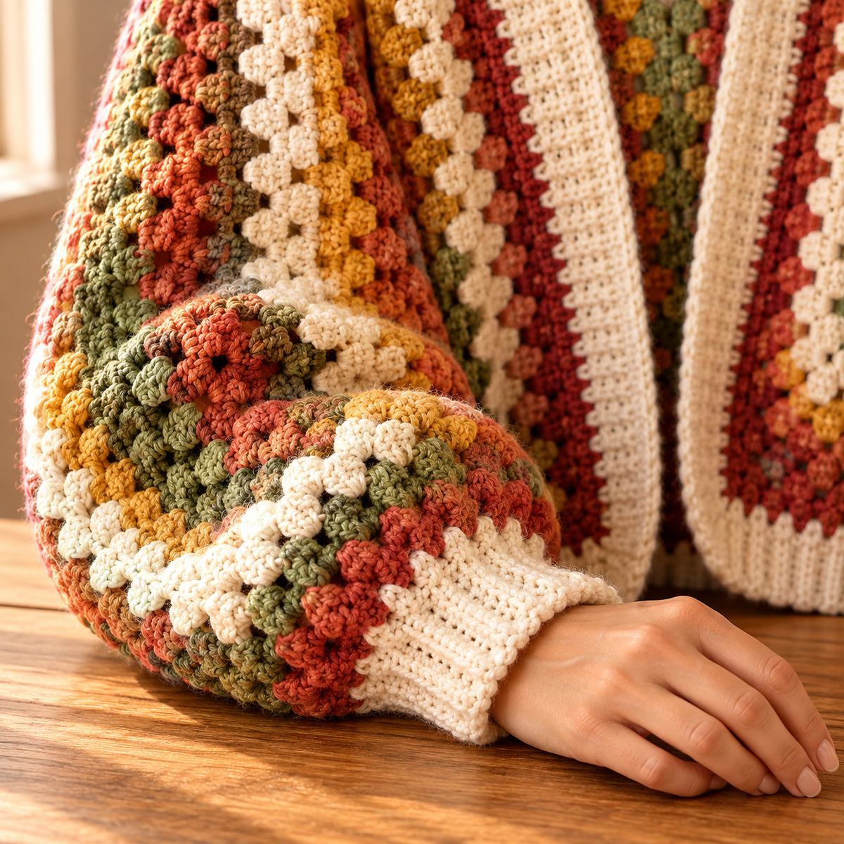 Hexagon Sweater Crochet Pattern PDF – Granny Stitch Oversized Cardigan