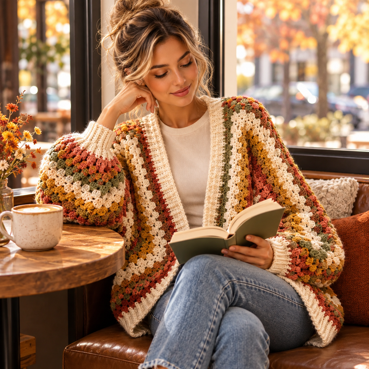 Hexagon Sweater Crochet Pattern PDF – Granny Stitch Oversized Cardigan