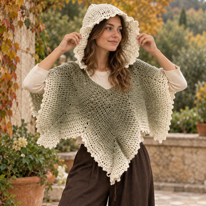 Fall Leaf Crochet Poncho Pattern PDF, Woodland Cape, Ren Faire Costume