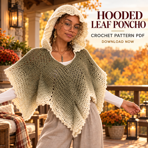 Fall Leaf Crochet Poncho Pattern PDF, Woodland Cape, Ren Faire Costume