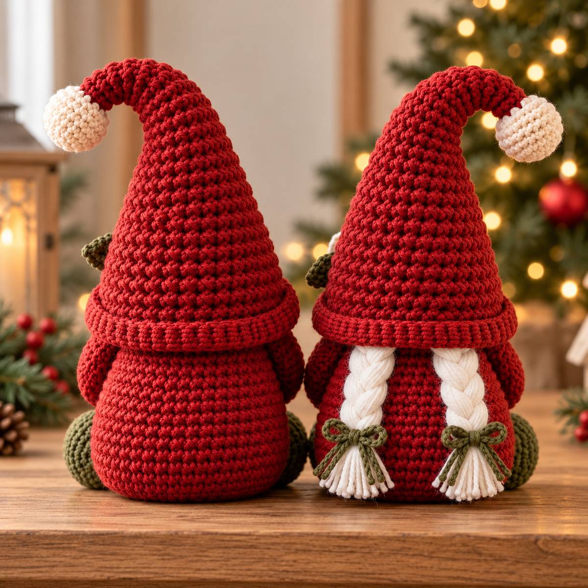 Crochet Christmas Gnome Pattern PDF, Holiday Gnome Couple Amigurumi Decor
