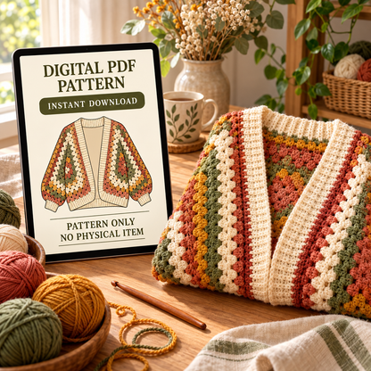 Hexagon Sweater Crochet Pattern PDF – Granny Stitch Oversized Cardigan