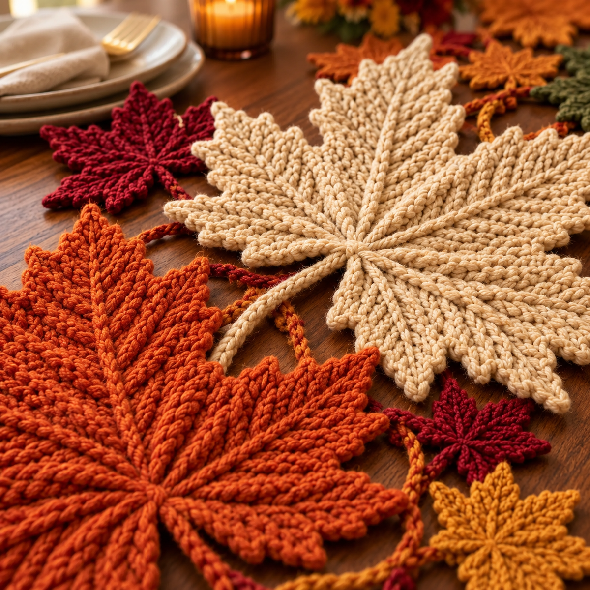 Autumn Maple Leaf Table Runner Crochet Pattern PDF – Fall Table Decor