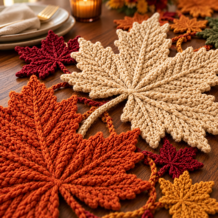 Autumn Maple Leaf Table Runner Crochet Pattern PDF – Fall Table Decor