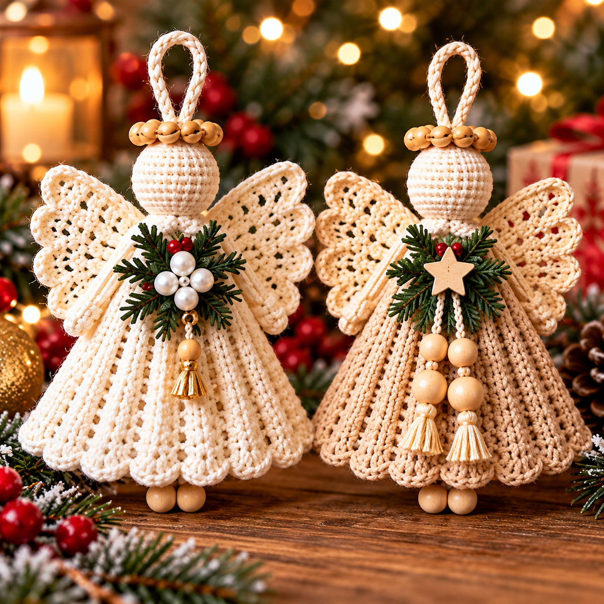 Christmas Angel Crochet Pattern Bundle PDF, 5 Amigurumi Tree Ornament Patterns