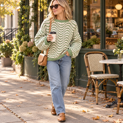 Wavy Striped Sweater Crochet Pattern PDF – Oversized Women's Jumper