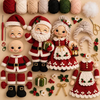 Santa & Mrs. Claus Crochet Pattern PDF | Christmas Amigurumi Doll Couple