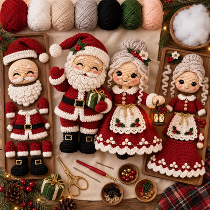Santa & Mrs. Claus Crochet Pattern PDF | Christmas Amigurumi Doll Couple