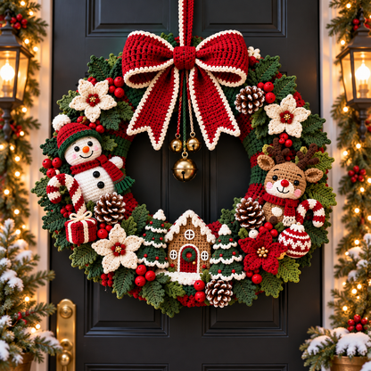 Large Christmas Crochet Wreath Pattern PDF | Amigurumi Door Decor
